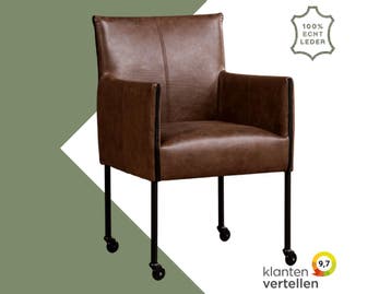 Leren eetkamerstoel More - Vintage Brown (bruin) - Poten, Nieuw, Leer, Ophalen of Verzenden, Eén