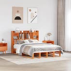 vidaXL Bed met boekenkast zonder matras grenenhout wasbruin, Verzenden, Nieuw