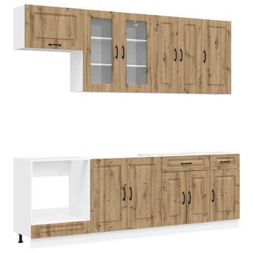 vidaXL Keukenblok KALMAR 8 st Artisanaal eiken Bewerkt hout, Verzenden, Nieuw