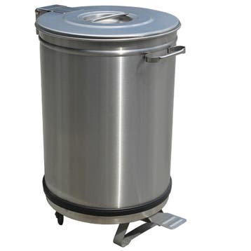 Pedaalemmer | RVS (Geborsteld) | 95L | Klapdeksel | Wielen, Verzenden