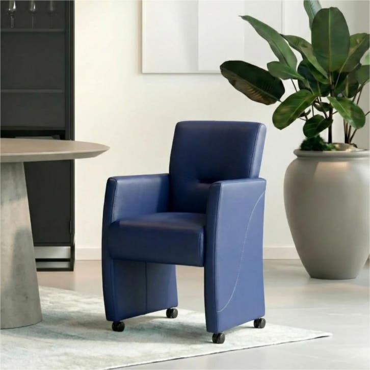 Set van 8 Leren eetkamerstoelen Pleasure - Toledo Kobalt, Maison & Meubles, Chaises, Enlèvement ou Envoi