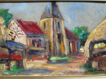 André Planson (1898-1981) - Clocher du village .