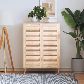 vidaXL Kastdeuren met lamellen 2 st 99,3x39,4 cm massief, Verzenden