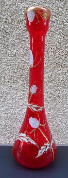 Legras & Cie. - Vase - RARE vase verre émaillé - cardères -