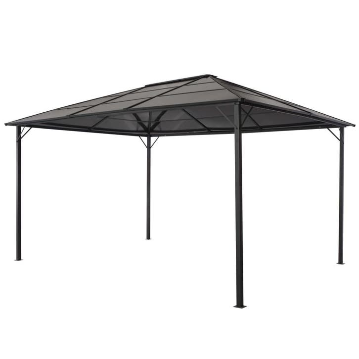 vidaXL Prieel met dak 4x3x2,6 m aluminium zwart, Jardin & Terrasse, Tonnelles, Envoi