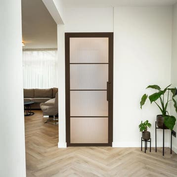 Stalen Binnendeur - Brons - 4 Vlaks - Kanaalglas, Doe-het-zelf en Bouw, Minder dan 80 cm, Binnendeur, Nieuw, Metaal