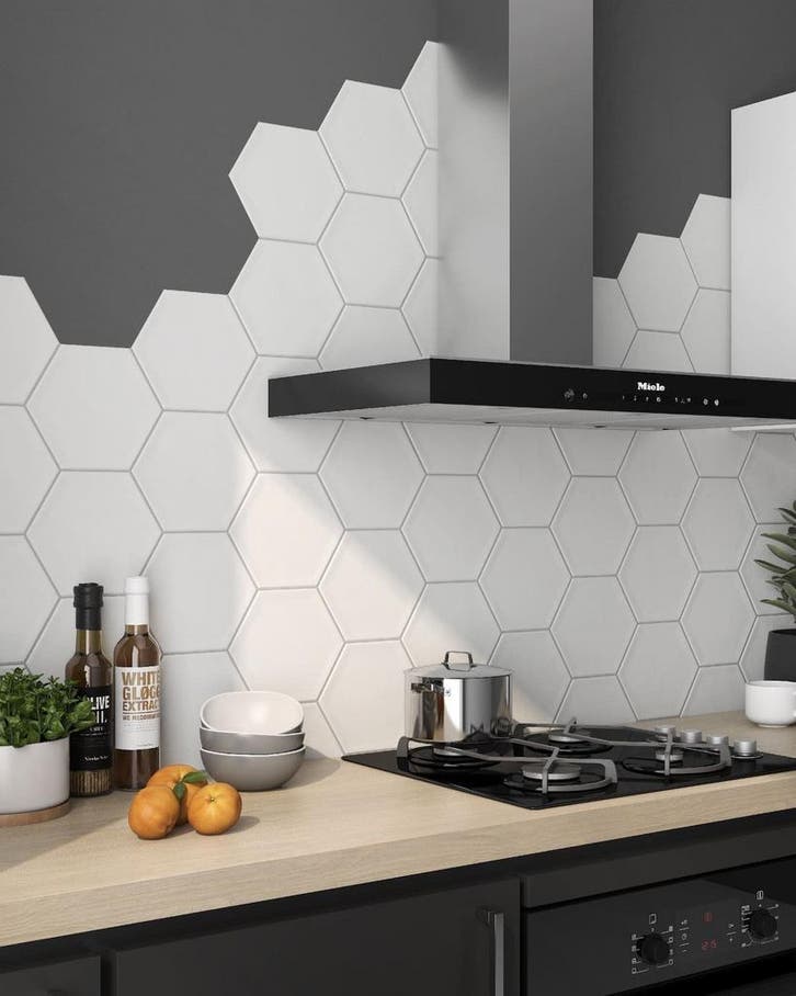 Wandtegel Equipe Decor Matt Wit Mat Hexagon 19,8x22,8, Doe-het-zelf en Bouw, Tegels, Minder dan 20 cm, 20 tot 40 cm, 10 m² of meer