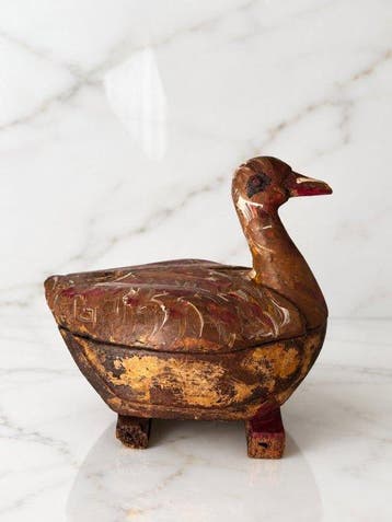 Lokeend - Antique Italian Folk Art Duck Box – Hand-Carved &
