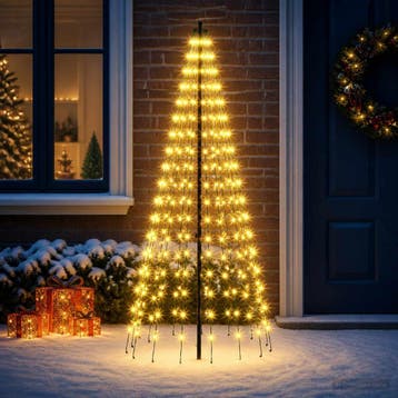 vidaXL LED kerstboom 165 cm 270 LEDs Warmwit IJzer Zwart, Verzenden