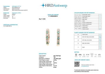 Hoepel oorbellen - 14 karaat Geel goud - 0.38ct. tw. Smaragd