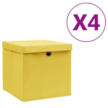 vidaXL Opbergboxen met deksel 4 st 28x28x28 cm geel, Verzenden, Nieuw