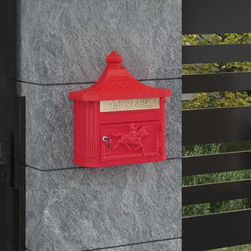vidaXL Wandgemonteerde brievenbus met opslag Rood 40,5 x 16, Tuin en Terras, Brievenbussen, Verzenden, Nieuw