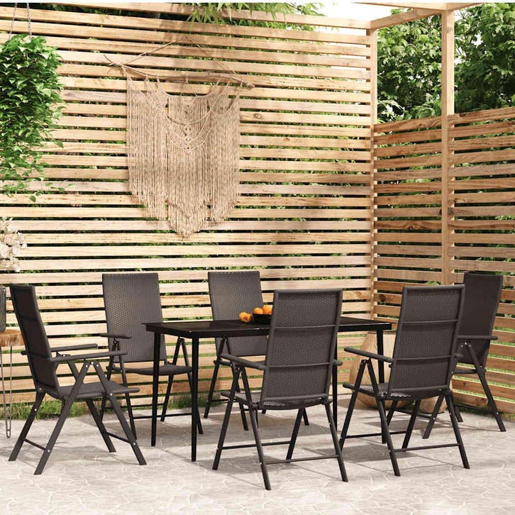 vidaXL 7-delige Tuinset zwart, Tuin en Terras, Tuinsets en Loungesets, Tuinset, Nieuw, Verzenden