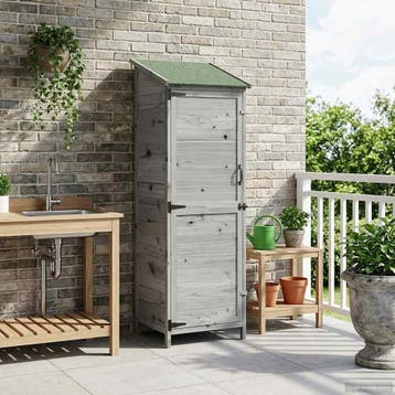 vidaXL Tuin Shed met dak Grijs 59,5 x 56 x 176,5 cm Massief, Verzenden