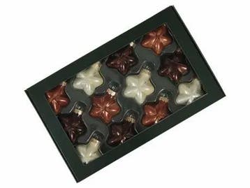 Stervormige kerstballen glas opaal naturel combi mat glans, Diversen, Kerst, Nieuw