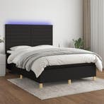 vidaXL Boxspring met matras en LED stof zwart 140x200 cm, Verzenden