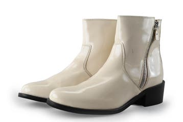 19v69 Italia Enkellaarzen in maat 40 Wit, Kleding | Dames, Verzenden, Wit, Lage of Enkellaarzen, Zo goed als nieuw