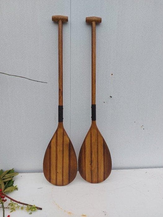 Roeispanen en peddels (2) - Hout, Antiquités & Art, Curiosités & Brocante