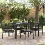 vidaXL Tuin Eettafel Set 5 pcs Zwart poly rattan, Verzenden, Nieuw