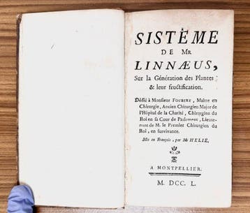 Linnaeus, Carolus - M. Helie - Sistéme de Mr Linnaeus, sur