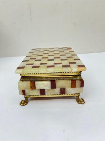 Boîte à bijoux - Onyx, Marbre - 1935 motif à damier