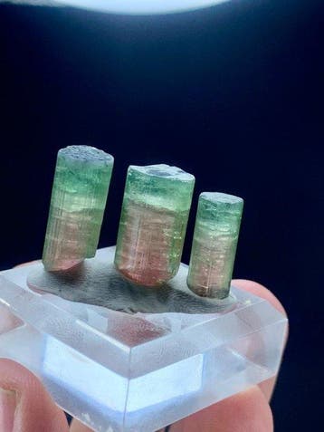 Tourmaline) Tweekleurige kristallen- 11.4 g - (3), Verzamelen