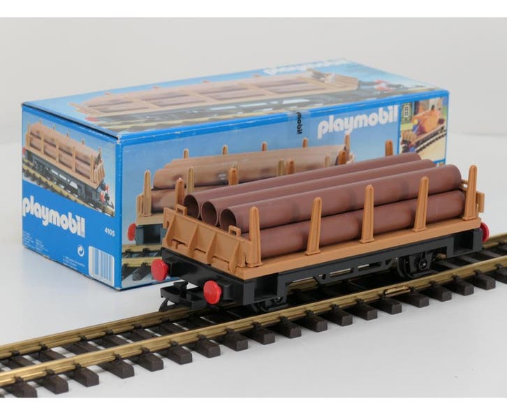 Playmobil 4105 rongenwagen met buizenlading (Wagons), Hobby & Loisirs créatifs, Trains miniatures | Échelles Autre, Enlèvement ou Envoi