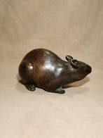 Beeld, Bronze Rat Statue - 20 cm - Brons