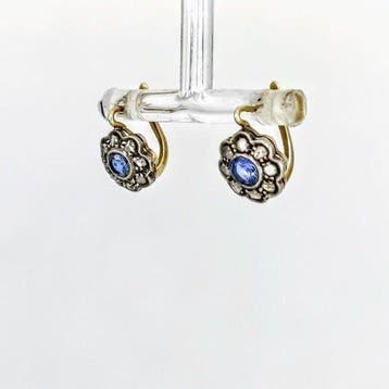 Oorbellen - 18 karaat Geel goud - Saffieren en Diamanten, Handtassen en Accessoires, Oorbellen, Nieuw