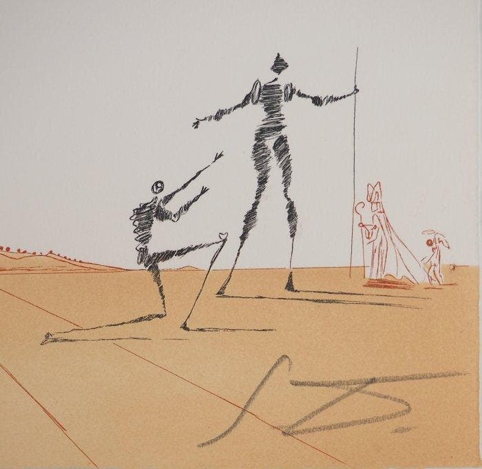Salvador Dali (1904-1989) - Paysage ibérique : Amour, Antiek en Kunst, Antiek | Overige Antiek