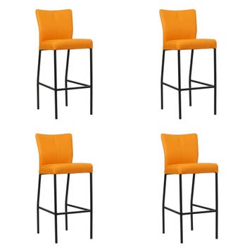 Set van 4 Leren barkrukken Revolt hoog - Toledo Mandarin, Nieuw, Leer, Ophalen of Verzenden, 90 cm of meer