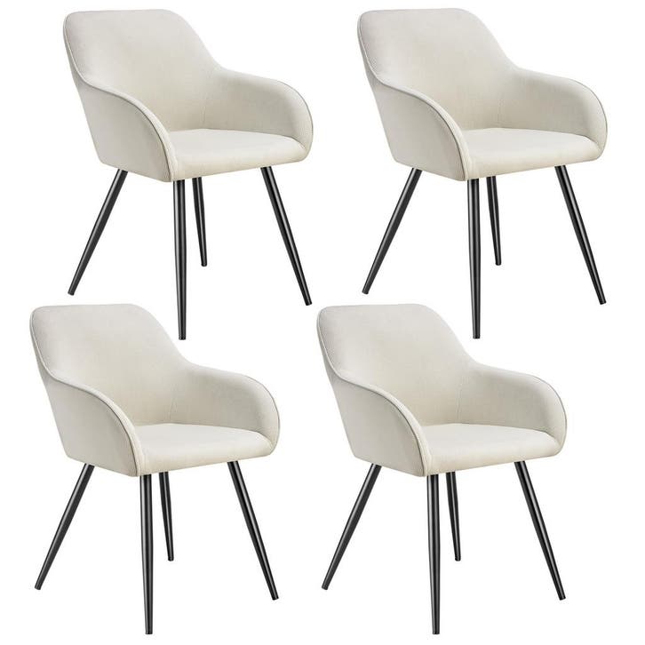 tectake Eetkamerstoel Marilyn, koordlook, gestoffeerd - crèm, Huis en Inrichting, Stoelen, Verzenden