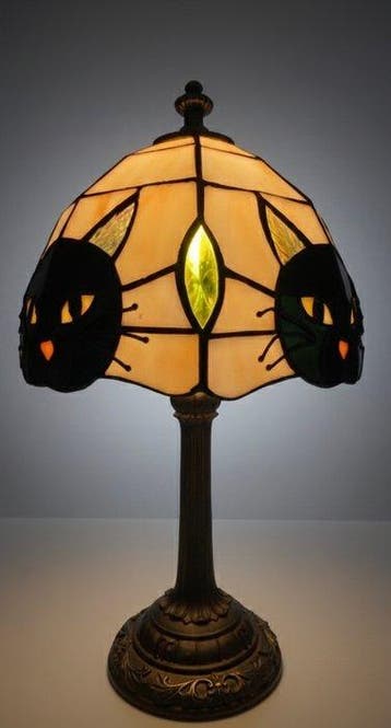 Lampe de table - Vitrail, Métal - Le Chat Noir - lampe de