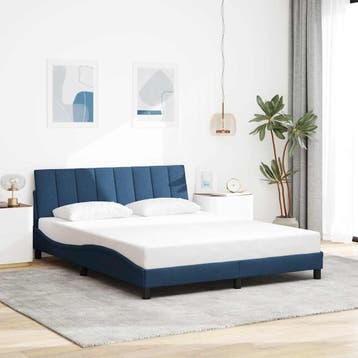 vidaXL Bedframe zonder matras Hanko stof blauw 160x200 cm, Verzenden