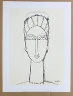 Amedeo Modigliani (after) - Female Face - Print on handmade, Antiquités & Art