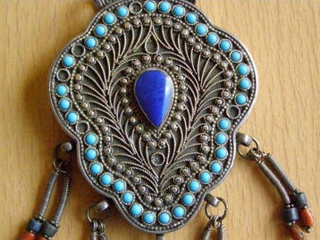 Kuchi of Turkmeense HANGER - Zilver - Lapis Lazuli -