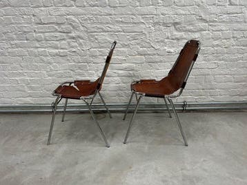 Charlotte Perriand - Chaise (2) - Cuir, Chrome