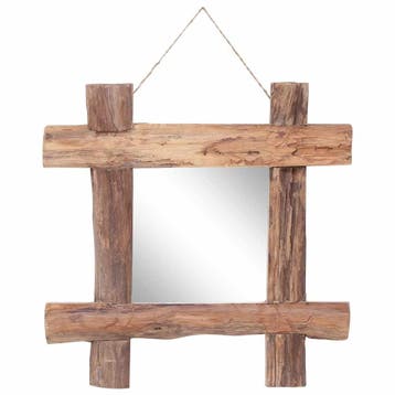 vidaXL Spiegel houtblokken 50x50 cm gerecycled teakhout, Verzenden