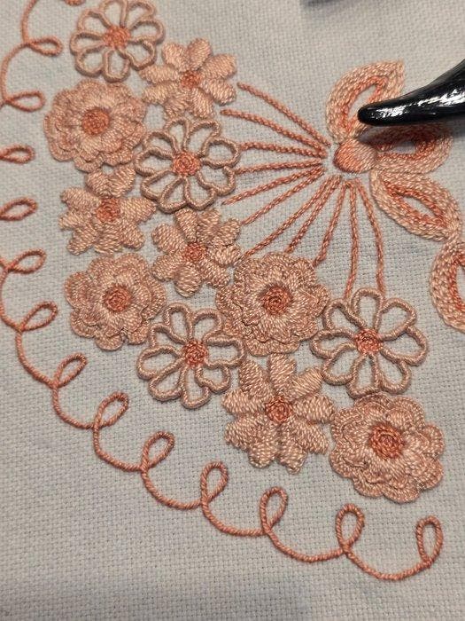Tafelkleed (7) - 260 cm - 170 cm - Antieke uitzet, Antiek en Kunst, Antiek | Tapijten, Tafelkleden en Textiel