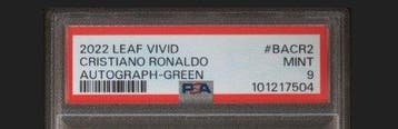 2022 Leaf Vivid Cristiano Ronaldo #BACR2 Autograph Green 4/4, Nieuw