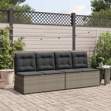 vidaXL Tuinbank Grijs poly rattan, Verzenden, Nieuw