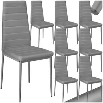 Eetkamerstoelen, kunstleer - grijs, Set van 8, Verzenden