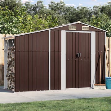 vidaXL Tuinschuur 277x93x179 cm gegalvaniseerd staal bruin, Verzenden