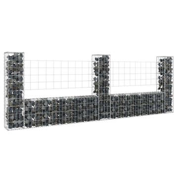 vidaXL Schanskorf U-vormig met 3 palen 260x20x100 cm ijzer, Verzenden