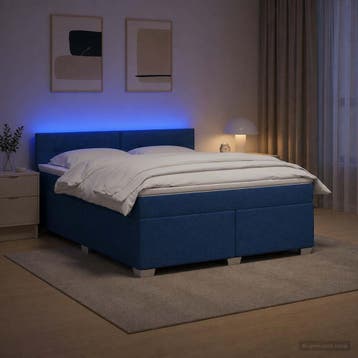 vidaXL Boxspringbed met matras en LED Blauw 140 x 190 cm, Verzenden, Nieuw