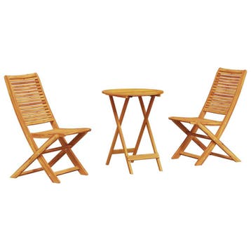 vidaXL Opvouwbare Bistroset 3 pcs Bruin Massief Acacia Hout, Verzenden, Nieuw