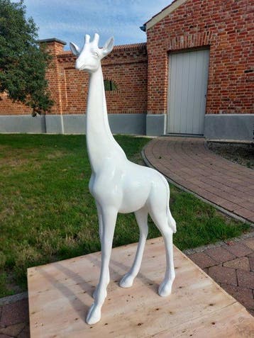Beeld, 100 cm high giraffe white color - 100 cm - laminaat, Antiek en Kunst