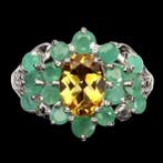 Sans prix de réserve - Bague Argent Citrine - Émeraude -, Bijoux, Sacs & Beauté