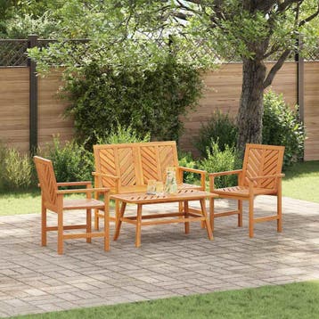 vidaXL Tuin loungeset 4 st Bruin Massief Acacia Hout, Tuin en Terras, Verzenden, Nieuw, Loungeset