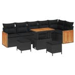 vidaXL Tuinbank Set 9 pcs Zwart Poly Riet en Poedergecoat, Verzenden